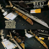MANDAU DAYAK BAJA DAMASCUS HIGHCLASS TANRUS BERSERTIFIKASAI & GARANSI