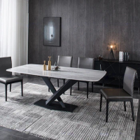 Modern Black Carbon Steel Marble Dining Table Dining Table Dining Room Furniture