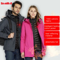 Snowwolf Women Winter Outdoor Ski Suit USB Infrared Heating Hooded Ski Jacket Electric Thermal Snowboard Clothing Coat