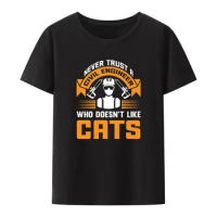 Never Trust A Civil Engineer Who Doesn't Like Cats Modal Print T Shirt Men Summer Short-sleev Comfortable Creative Streetwear