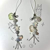 Summer Ocean Style Cute Phone Charm Strap Seashell Jelly Fish Pendant Key Strap Lanyard Girl Woman Bag Keychain Keycord Gift Y2K