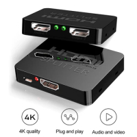 4K HDMI Splitter 1x2 Signal Amplifier HDMI Switch Splitter 1 in 2 out Box Video Distribut for Dual Monitors HDTV DVD PC PS3 Xbox
