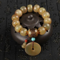 Lucky Horn Beads Bracelet with Natural Horn and Gold Wire, Benefits of Bringing Good Fortune and Health