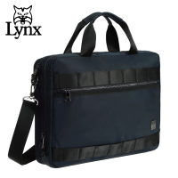 【Lynx】美國山貓輕量防潑水斜紋尼龍布包 多隔層機能 電腦公事包/側背包/手提(藍色)