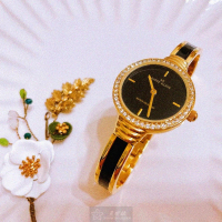 【ANNE KLEIN】AnneKlein手錶型號AN00514(黑色錶面金色錶殼黑金色精鋼錶帶款)