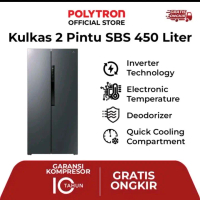 Kulkas POLYTRON New Belleza Inverter 2 pintu Side-by-side PRS 460B hitam