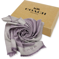 COACH 經典馬車100%羊毛絲巾圍巾禮盒(丁香紫)