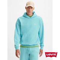 【LEVIS】Gold Tab金標系列 男款 寬鬆版重磅落肩口袋帽T / 405GSM厚棉 天空藍 熱賣單品 A3767-0013