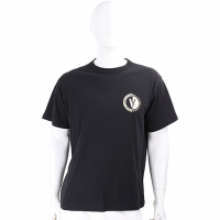 VERSACE 燙金圓型字母標誌純棉黑色短袖TEE T恤(男款)
