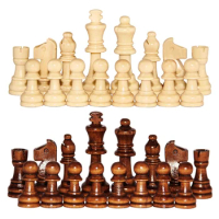 32pcs Chess Game Pawns Wooden 2.2in Figurine Pieces International Word Chess Set for Chess Board Game Entertainment Accessories
