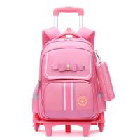Children School Bags Wheeled Backpack for girls boy Trolley Bag with Wheels Student Kids Rolling Backpack Trolley Bag