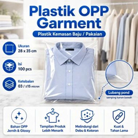 Plastik Opp Garment Seal Lem Tebal 15 Micron 03 Isi 100 Lembar Packing Baju Hijab 20x30 25x35 28x35 