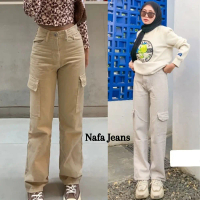 Celana Cargo Jeans Wanita / Celana Cargo highwaist Panjang