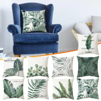 Outdoor Waterproof Throw Pillow Covers 18x18 Inch Green Leaf Cushion For Garden Patio Furniture Chairs 1 Piece Tropical Plant
