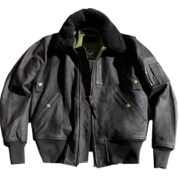 Men's B15 Flight Leather Jacket Military Rugged Style Winter Outwear