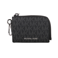 MICHAEL KORS - 金屬MK大吊飾L型拉鍊卡夾/零錢包(黑灰)