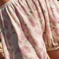 Women s Bloomer Shorts Casual Low Waist Flower Print Short Pants Pajama Shorts for Sleepwear