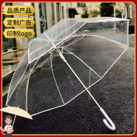Qiutong可2-3人使用抗風鋁中棒加大115cm傘面透明雨傘長柄透明傘