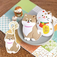 【守門柴】柴犬皮革門禁卡套(磁扣卡 保護套 感應卡套 鑰匙扣 掛飾 吊飾 可愛 裝飾 鑰匙圈)