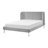 TUFJORD 軟墊式床框, tallmyra 白色/黑色/luröy, 150x200 公分