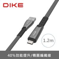 DIKE 鋅合金橢圓編織快充線Micro USB-1.2M DLM512GY