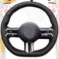 ปลอกพวงมาลัยรถยนต์แบบกำหนดเอง หนังไมโครไฟเบอร์ สำหรับ Mercedes Benz C-Class W206 2021 E-Class W213 ก