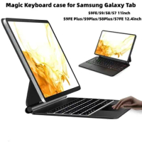 Magic Keyboard case for Samsung Galaxy Tab S9FE 10.9"S7 S8 S9 11" Plus FE 12.4"Portuguese Korean Spanish Magic Keyboard Cover
