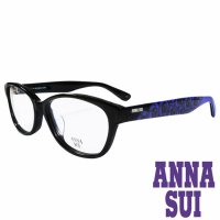 【ANNA SUI 安娜蘇】浪漫薔薇花紋造型眼鏡-黑+藍(AS636-001)