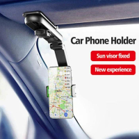 Car Mobile Phone Holder Sun Visor Bracket 1080° Rotation Installation Gps Mobile Phone Mobile Car Clip Bracket Bracket