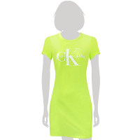 Calvin Klein 檸檬黃色短袖LOGO休閒連身洋裝-XS~L號