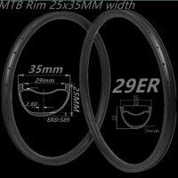 Fast Shipping Best Choice 29er Carbon MTB Rim Asymmetric Bicycle Wheel Rim UD Matte 28 32Holes MTB Carbon Mtb Rim 25x35
