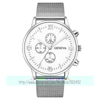 100pcs/lot geneva 628 three eyes mesh watch fashion men lady wrap quartz casual geneva mesh watch wholesale wrist watch