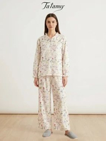 Tatamy - Floral Series One Set Edition - Sleepwear Micro Silk Lengan Panjang Celana Panjang Elegan L