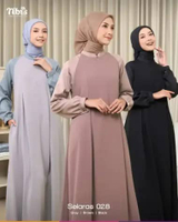 Nibras Gamis Selaras 028 Dress Wanita Modern Elegan Viral Kekinian Terbaru S Grey