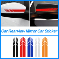 2pcs Car Racing Stripe Stickers Rearview Mirror Reflective Vinyl Decals Decoration Fashion Car-Styling Waterproof-Sticker Black