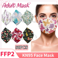 Adult KN95 Mask mascarilla fpp2 homologada Butterfly Floral Printed Mouth Mask 5 Layer Respirator ffp2mask KN95 Face Mask Adults