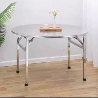 【藍色的熊】不鏽鋼便捷折疊圓桌 120cm(會議桌 不銹鋼工作桌 廚房設備 餐桌 工作台 餐飲營業設備)