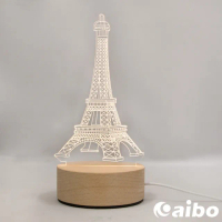 北歐風3D立體造型 LED原木底座USB小夜燈-鐵塔(聖誕節/交換禮物)