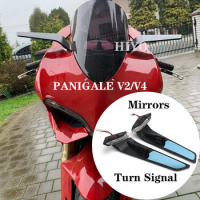 For Ducati Panigale V2 LED Turn Signal Mirror Motorcycle Rotatable Invisible Rearview Mirror Panigale V4 Mirror Kit