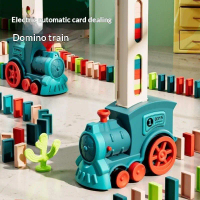 Bộ 63 khối domino điện – máy xếp domino tự động, xe tàu domino; đồ chơi giáo dục STEM, quà tặng sinh