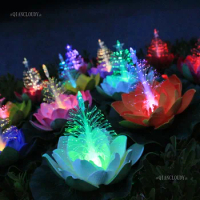 1/5/12 pieces Artificial LED Light Optic fibre Lotus Leaf flower Heads Lily Christmas Tree Star Waterproof pond pool wedding D50