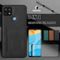 ซองหนัง 2 in 1 สำหรับ OPPO A15 A15s A35 เคสโทรศัพท์หนังนิ่มหรูหราราคาไม่แพง พร้อมฟิล์มเซรามิกและเชือ