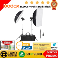 Paket Studio Flash Godox SK300II-V Studio Kit Flash with LED Modeling Lamp