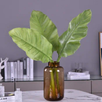 High Grade Artificial Tropical Plants PU Single Stem Fake Real Touch Alocasia Leaves For Flower Arrangement Wedding Decoration