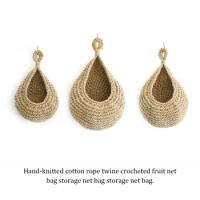 3 Pieces Crochet Hanging Basket Living Room Bedroom Wall Balcony Decoration Planter Flower Pot Display Cotton Rope