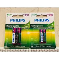 ✨國際品牌📦 PHILIPS 充電電池 低自放電 飛利浦 鎳氫電池 無記憶效應 高容量 3號 4號 一組2/入
