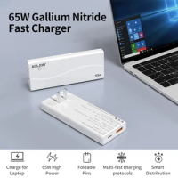 65W Gallium Nitride USB Charger Fast Charging Laptop Cell Phone Tablet GaN Charging Type C for IPhone Xiaomi Samsung