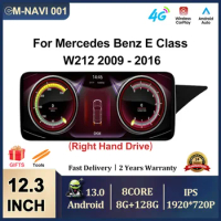 12.3 inch Car GPS Navigation Screen Android 13 BT For Mercedes Benz E Class W212 2009 - 2016 Right Hand Drive Wireless Carplay