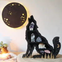 New Wolf Wooden Crystal Display Shelf Wood Shelf Heart Black Cat Design For Living Dinning Room Bed Storage Home Wall Decor