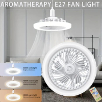 2-in-1 Fan Light E27 Modern Silent LED Ceiling Fan Light with Remote Control Dimmable LED Light Silent Fan For Living Room